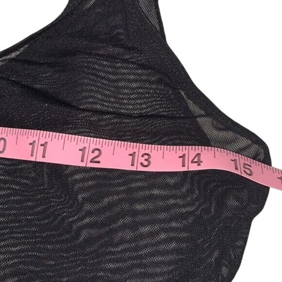 Forever 21 Black Sheer Bodysuit L Snap Closure Nylon/Spandex Stretch Contemporar - Picture 4 of 8